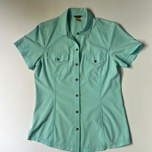 Eddie Bauer Travex short sleeve travel wicking shirt turquoise